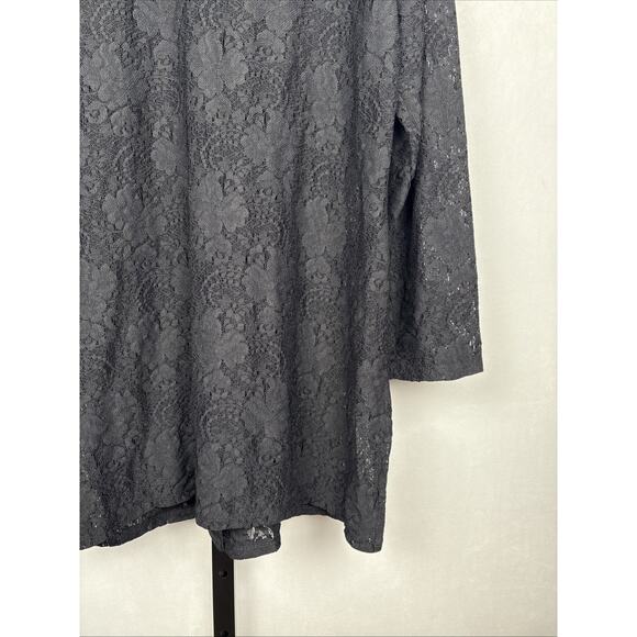 Chico's Black Lace Button Up Tunic Women's Large Collared Top Goth Witchy Sheer - Picture 8 of 10